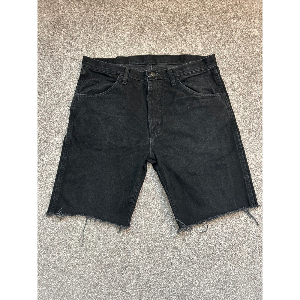 Rustler Denim Cutoff Shorts Mens 34 Black Excellent Raw Hem Cotton A001